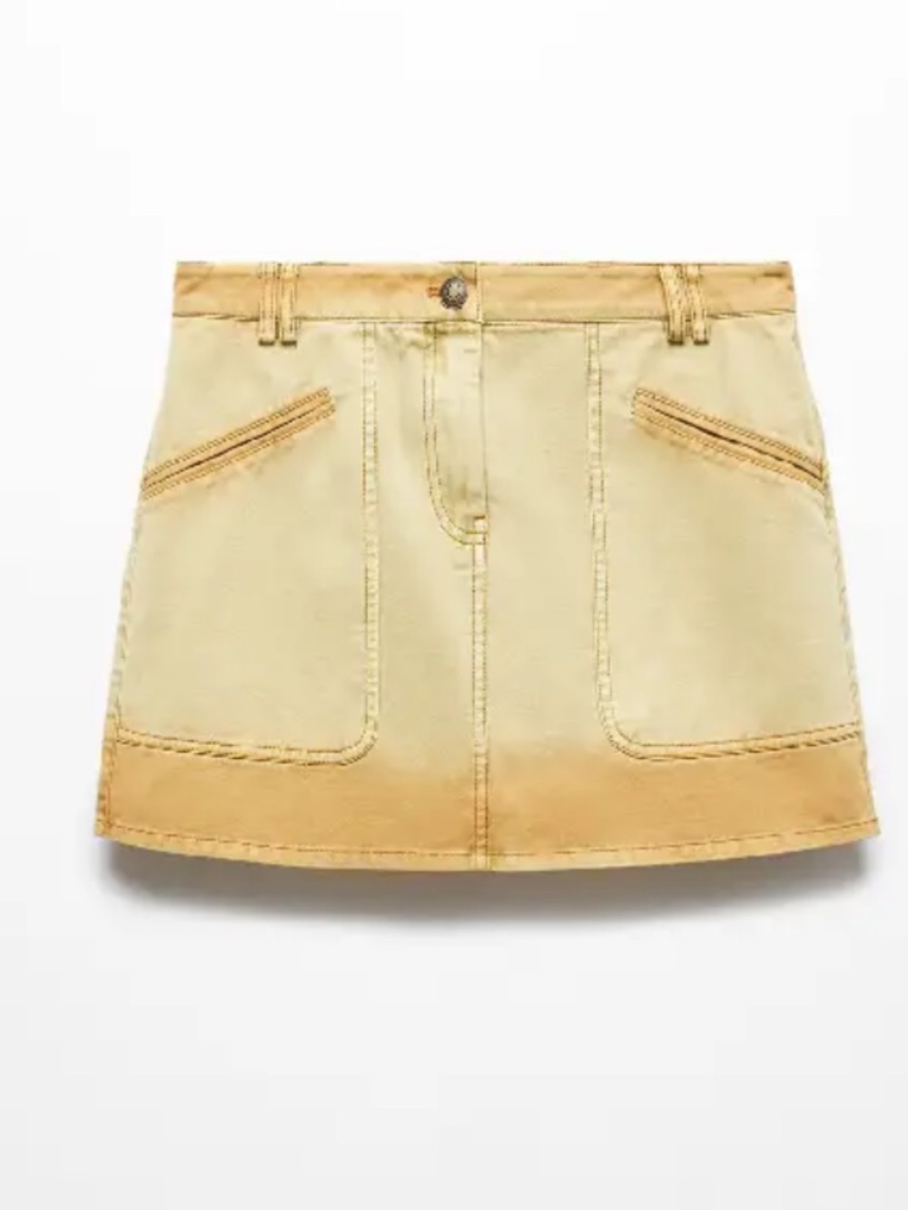 Mango WORKER Mini Skirt ombré yellow/brown distressed patch pockets
